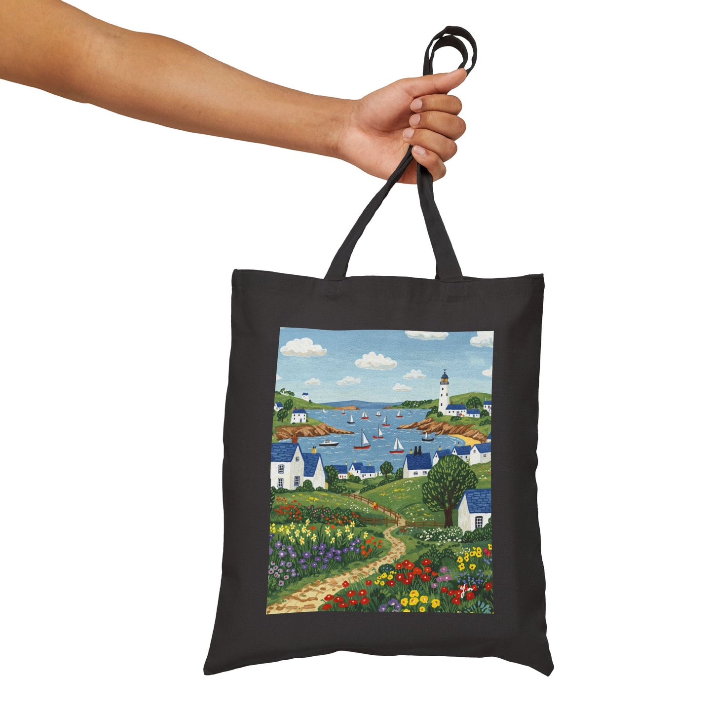 Coastal Breeze Cotton Canvas Tote Bag | Eco-Friendly Shopping, Beach Bag, Gift for Her, Travel Essentials, Art Prints
