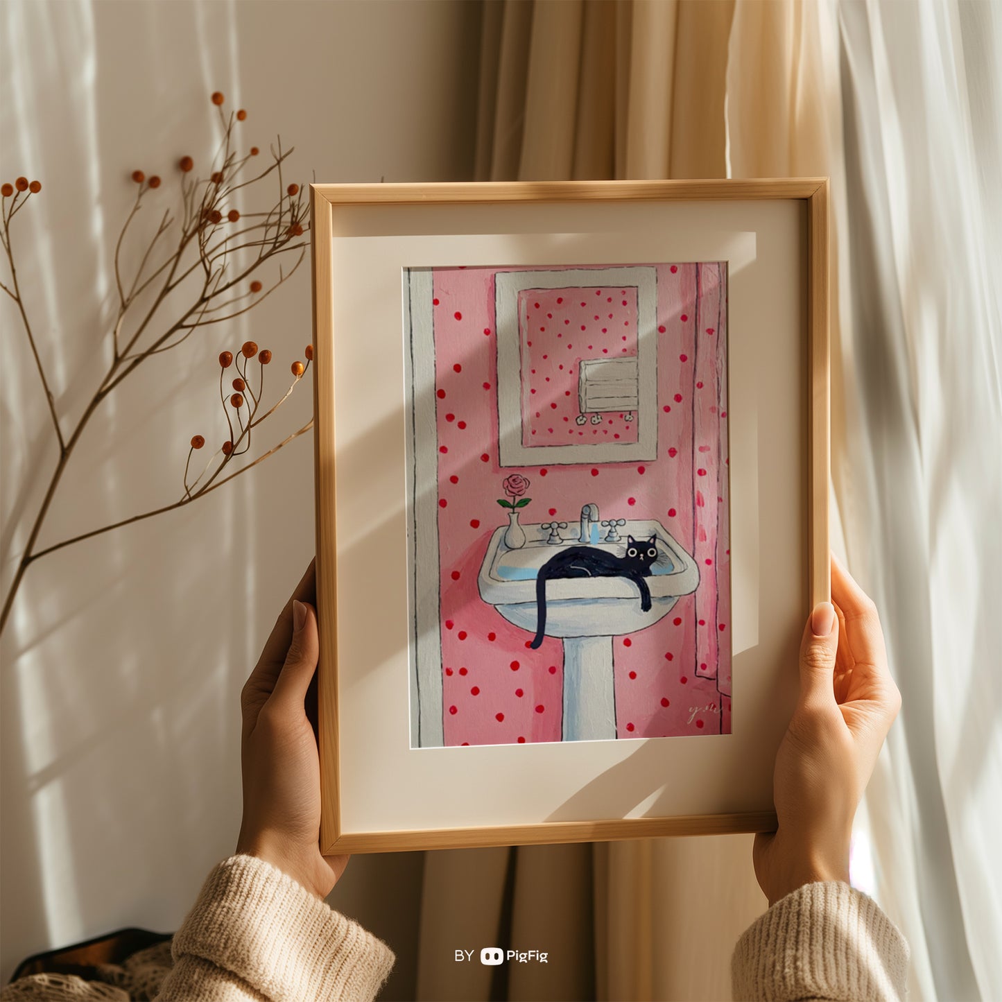 Wash Your Paws Green Cat Bathroom Print Kawaii Wall Art for Kids Washroom Poster