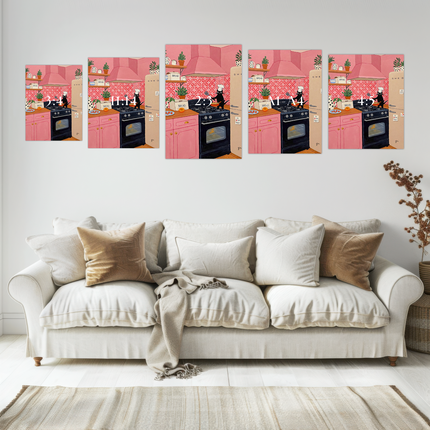 Trendy Aesthetic Black Cat Chef in Pink Kitchen – Cute Cooking Wall Art for Cat Lovers & Kitchen Decor Print Cat Lover Gift