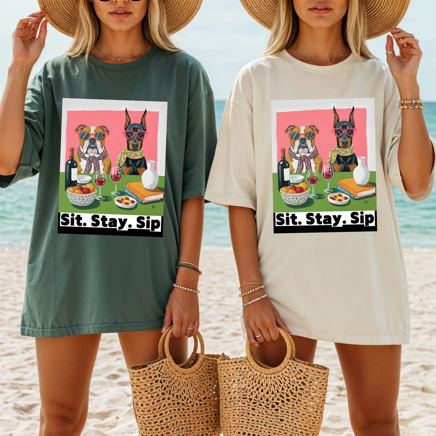 Dog Lovers' Sit Stay Sip T-Shirt Sit Stay Sip Dog lover Wine T Shirt Funny Pet Owner Gift Drinking Shirt for Women Men Cute Dog and Wine Tee Casual Unisex Graphic Top Casual Tee Gift for Pet Owners Dog Themed Apparel Funny Dog Shirt Summer Fashion