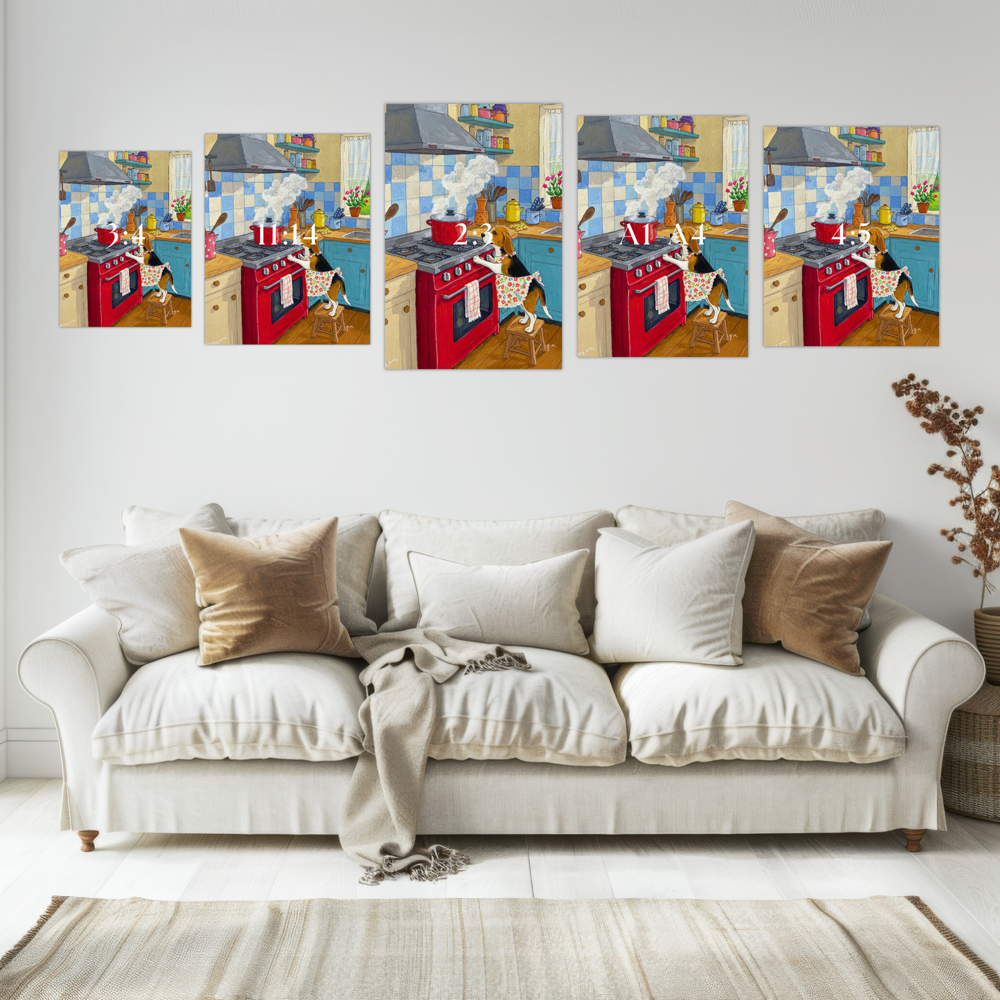 Adorable Dog Chef in Kitchen – Whimsical Cooking Wall Art for Dog Lovers and Cozy Home Decor