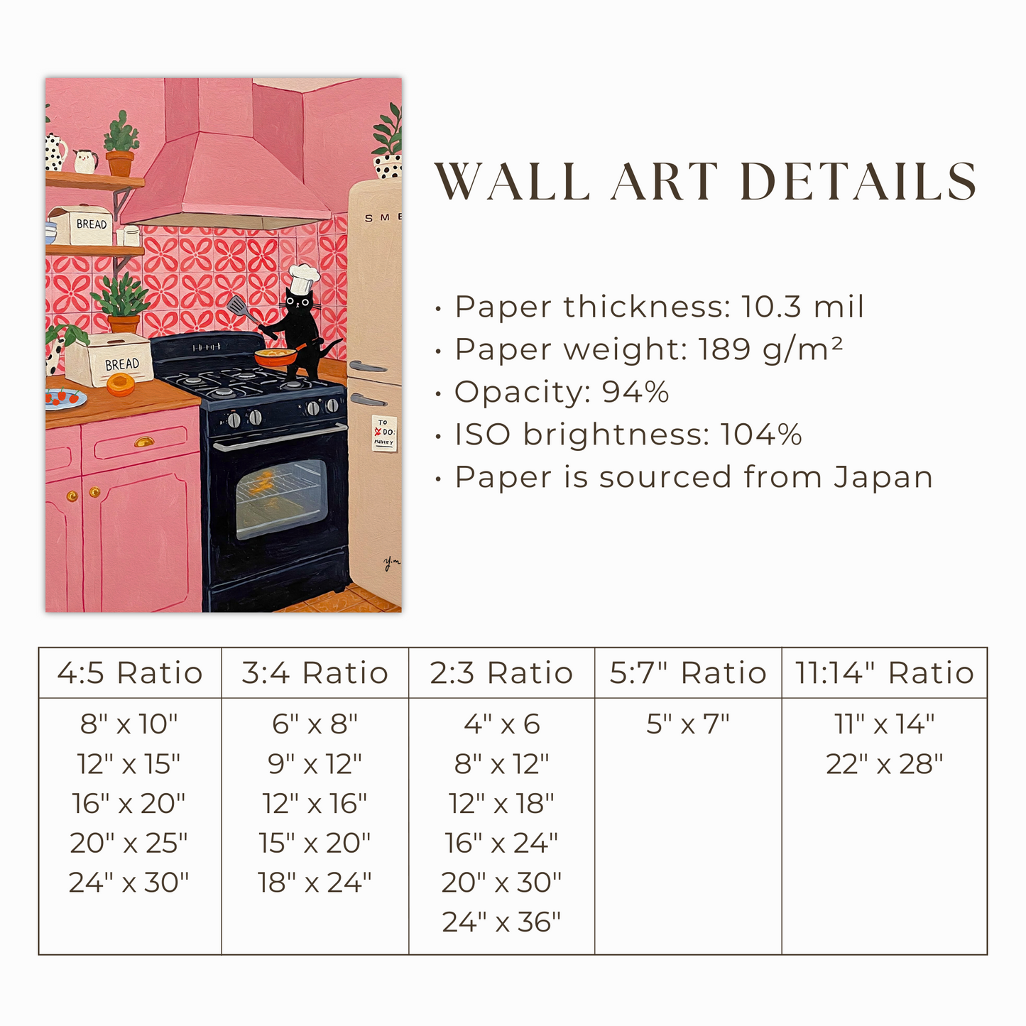 Trendy Aesthetic Black Cat Chef in Pink Kitchen – Cute Cooking Wall Art for Cat Lovers & Kitchen Decor Print Cat Lover Gift