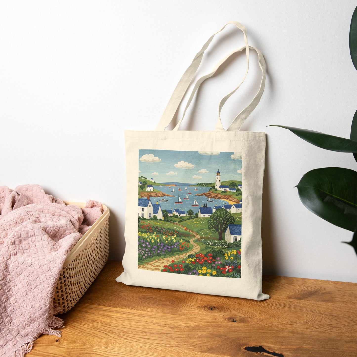 Coastal Breeze Cotton Canvas Tote Bag | Eco-Friendly Shopping, Beach Bag, Gift for Her, Travel Essentials, Art Prints
