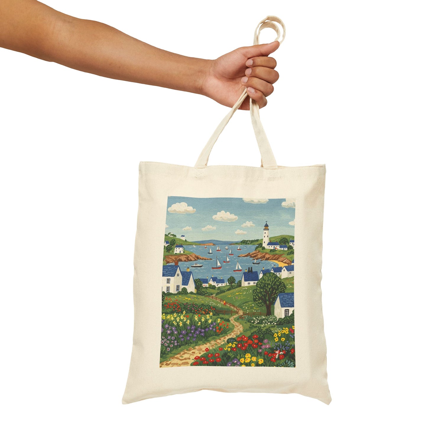Coastal Breeze Cotton Canvas Tote Bag | Eco-Friendly Shopping, Beach Bag, Gift for Her, Travel Essentials, Art Prints