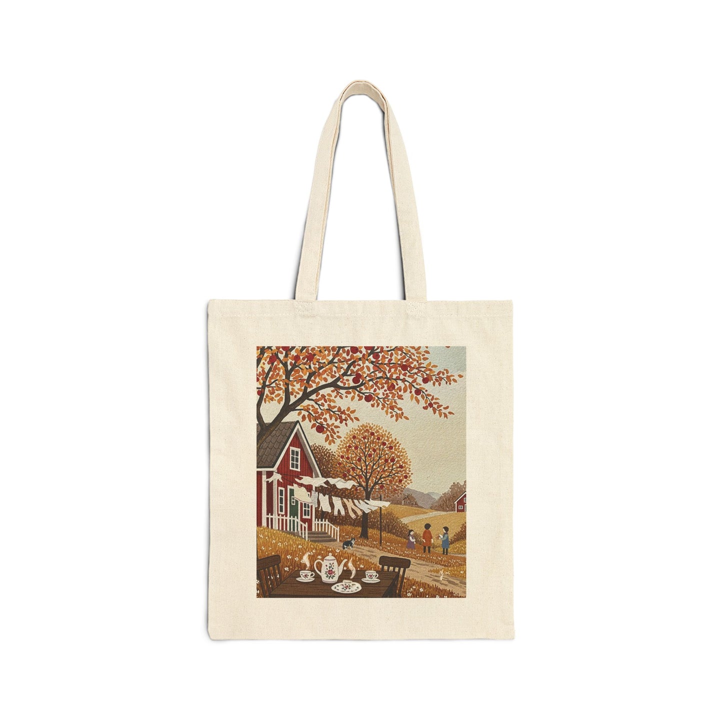 Beautiful Autumn Scene Cotton Canvas Tote Bag, Eco-Friendly Bag, Market Tote, Fall Decor, Thanksgiving Gift