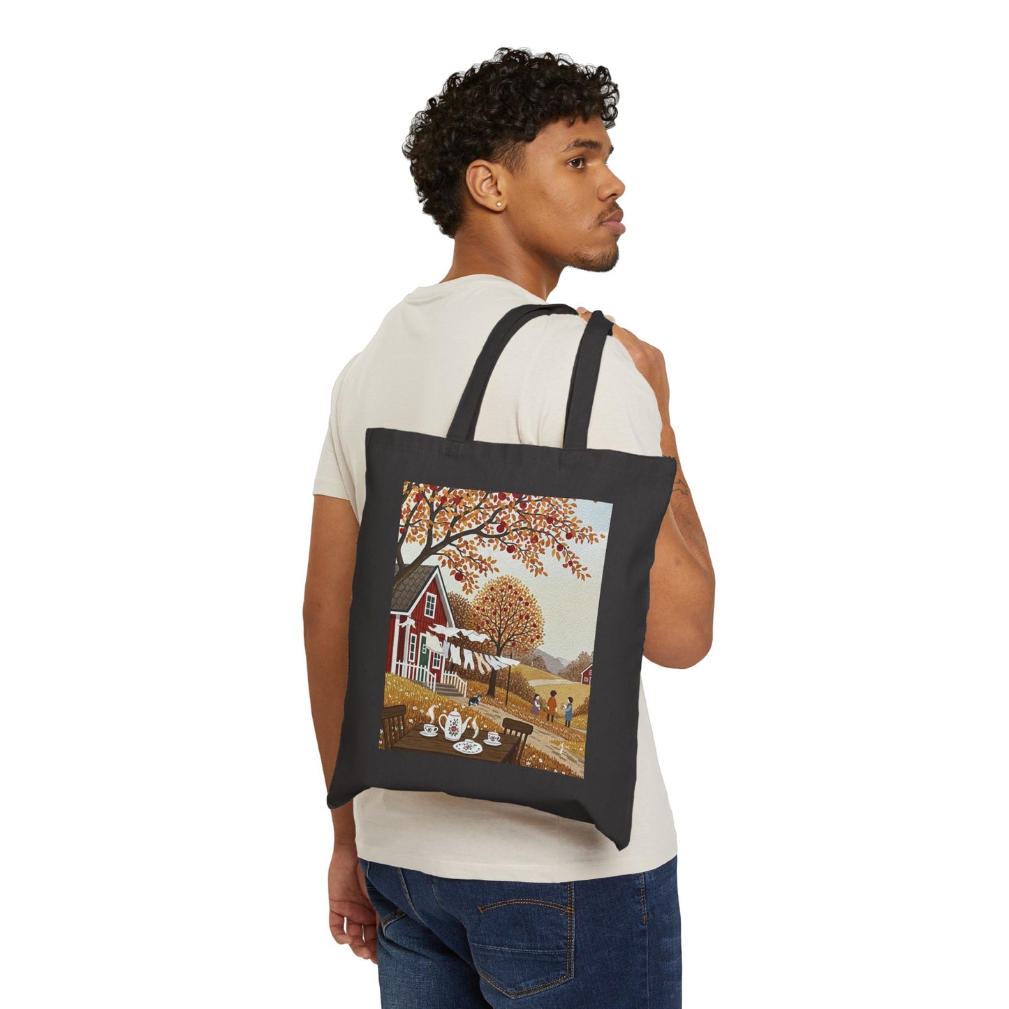 Beautiful Autumn Scene Cotton Canvas Tote Bag, Eco-Friendly Bag, Market Tote, Fall Decor, Thanksgiving Gift