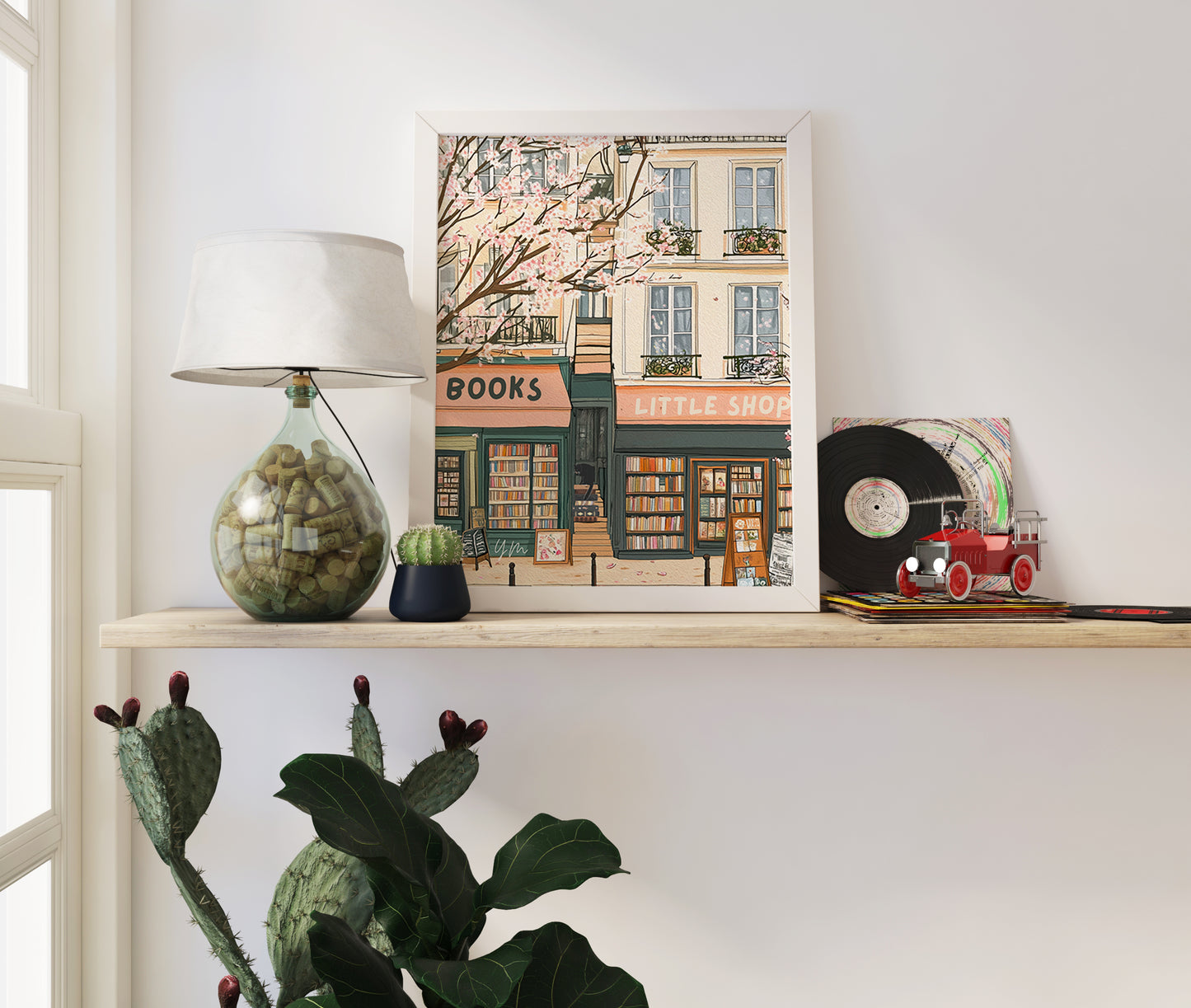 Bookstore Poster Cozy Bookstore Illustration A Quiet Moment Among Books Cat Bathing in Front of a Bookstore