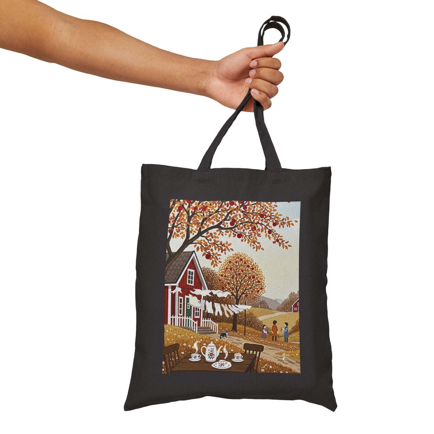 Beautiful Autumn Scene Cotton Canvas Tote Bag, Eco-Friendly Bag, Market Tote, Fall Decor, Thanksgiving Gift