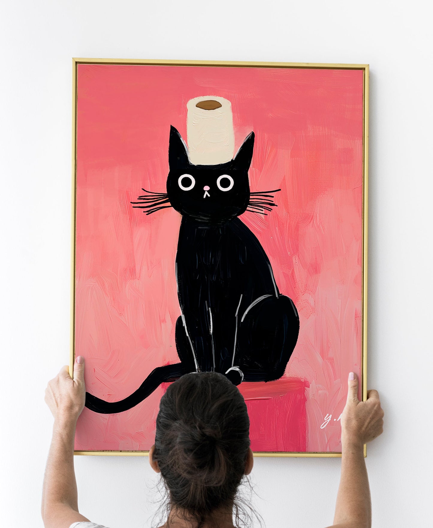Put the Seat Down Black Cat Your Butt Napkins New House Decor Gift For Cat Lovers Funny Cute Funny Black Cat Toilet Decor Peeking Cat Poster