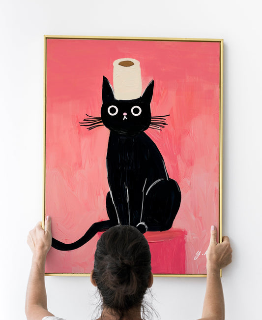 Put the Seat Down Black Cat Your Butt Napkins New House Decor Gift For Cat Lovers Funny Cute Funny Black Cat Toilet Decor Peeking Cat Poster