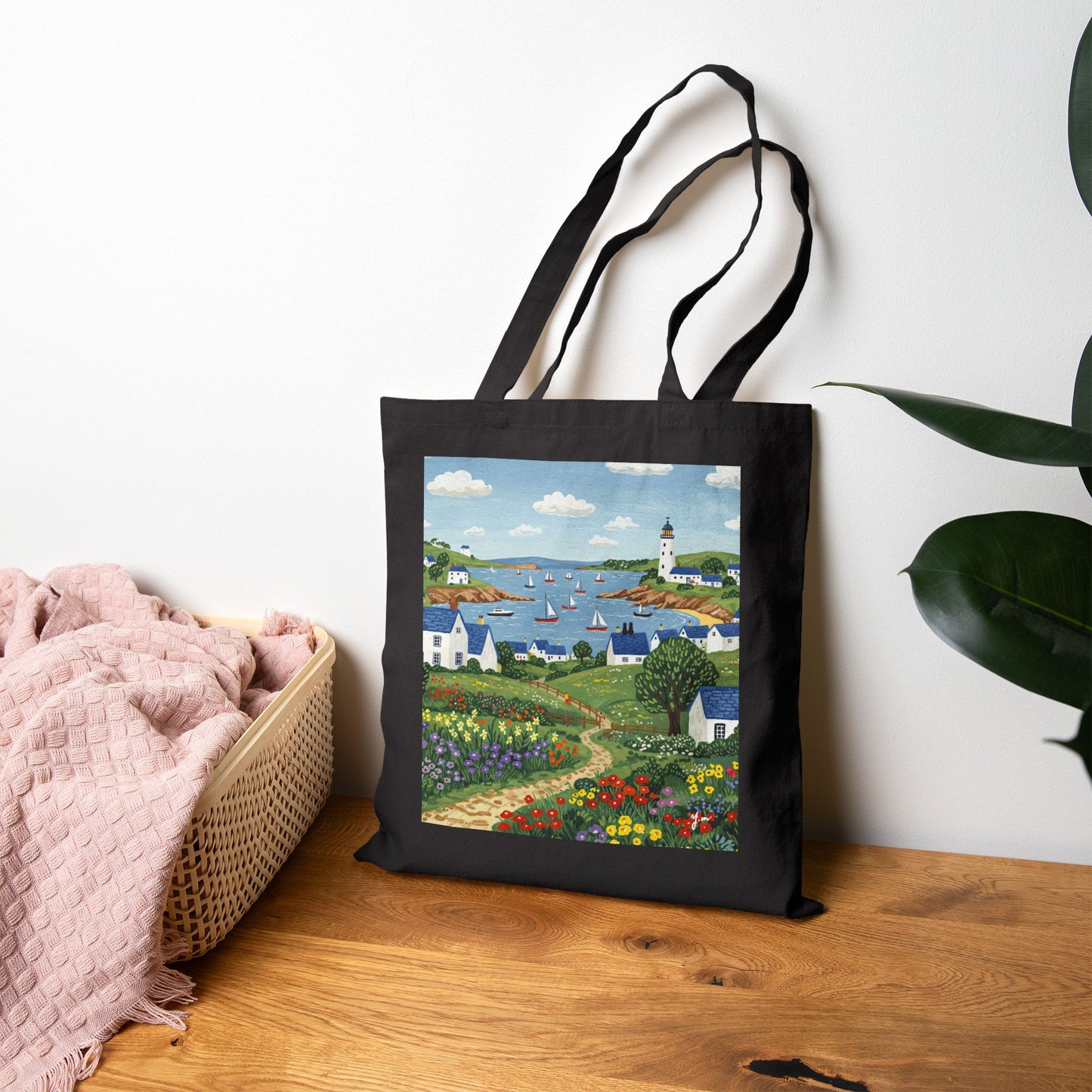 Coastal Breeze Cotton Canvas Tote Bag | Eco-Friendly Shopping, Beach Bag, Gift for Her, Travel Essentials, Art Prints