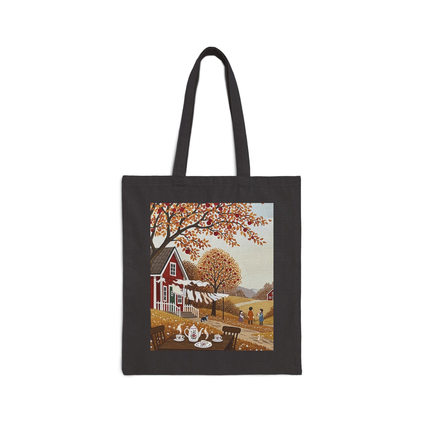 Beautiful Autumn Scene Cotton Canvas Tote Bag, Eco-Friendly Bag, Market Tote, Fall Decor, Thanksgiving Gift