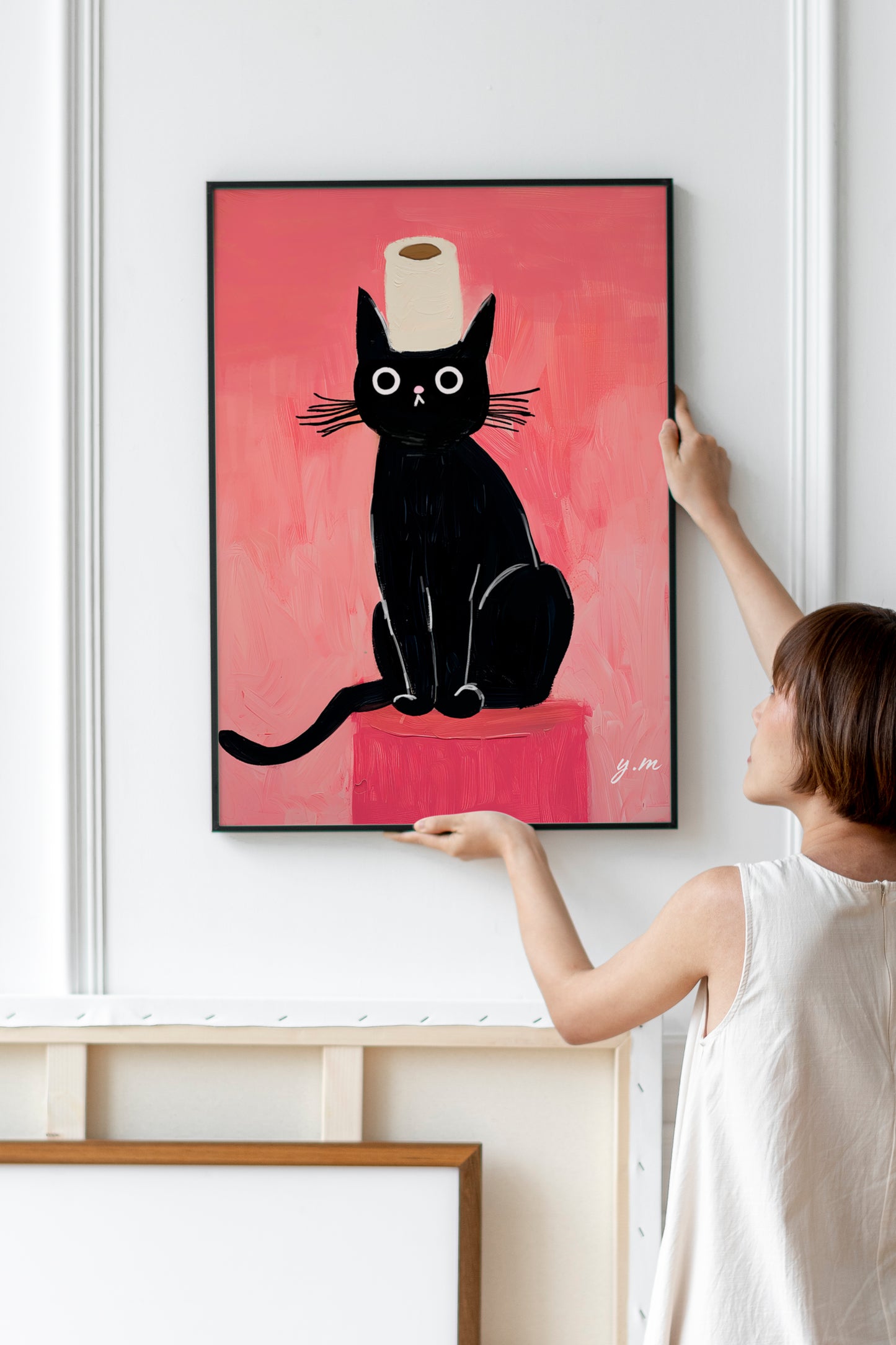 Put the Seat Down Black Cat Your Butt Napkins New House Decor Gift For Cat Lovers Funny Cute Funny Black Cat Toilet Decor Peeking Cat Poster
