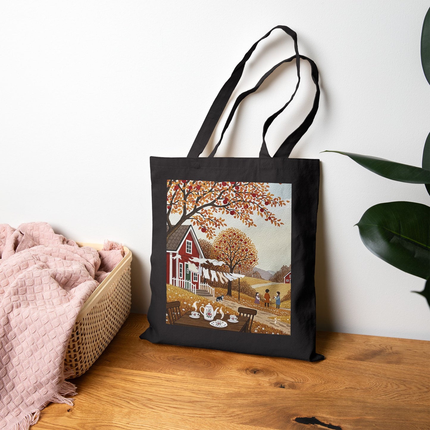 Beautiful Autumn Scene Cotton Canvas Tote Bag, Eco-Friendly Bag, Market Tote, Fall Decor, Thanksgiving Gift