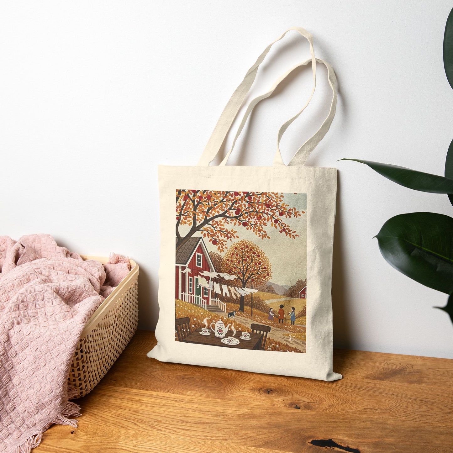 Beautiful Autumn Scene Cotton Canvas Tote Bag, Eco-Friendly Bag, Market Tote, Fall Decor, Thanksgiving Gift