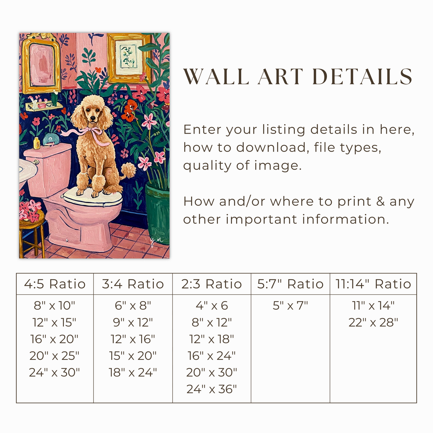 Toy poodle on Toilet Aesthetic pink bathroom wall art Henri Matisse art print Dopamine decor Gift for dog lovers Funny dog poster Fluffy dog