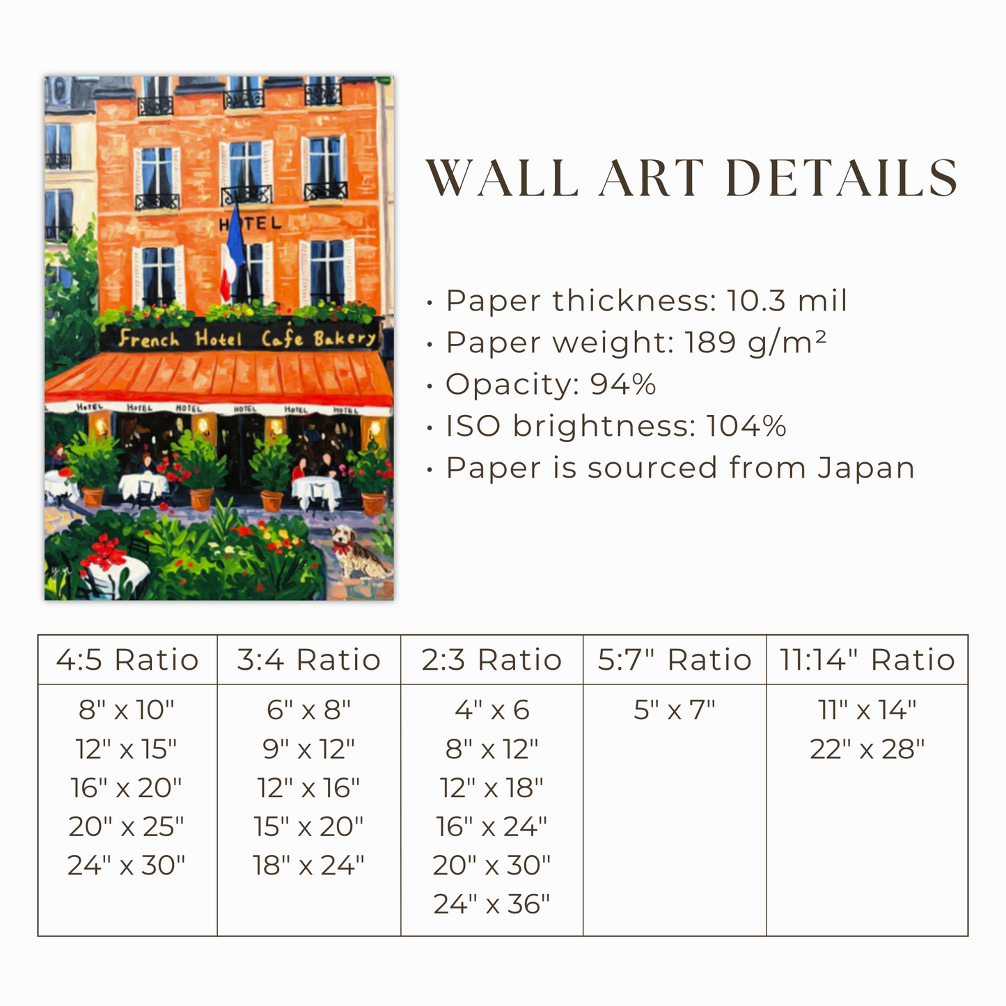 French Hotel Lobby Café Cozy Orange Interior with Garden and Cute Dog Poster, Breakfast Art, Brunch Café Interior Illustration