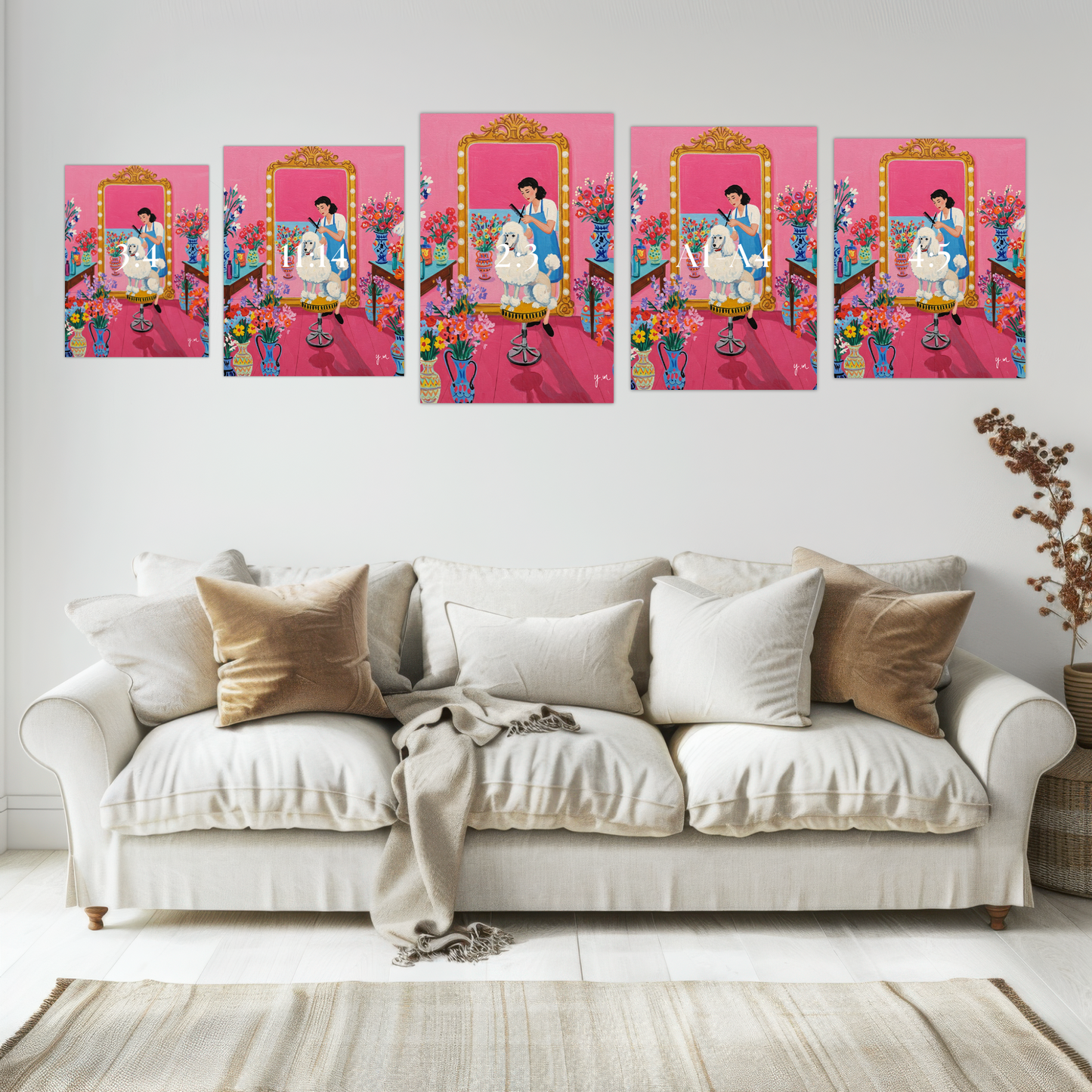 Glamorous Poodle at a Salon Print Dog in Hair Shop Art Maximalist Bathroom Decor Wall Art Girly Teen Girl Bathroom Unique Housewife Gift Art