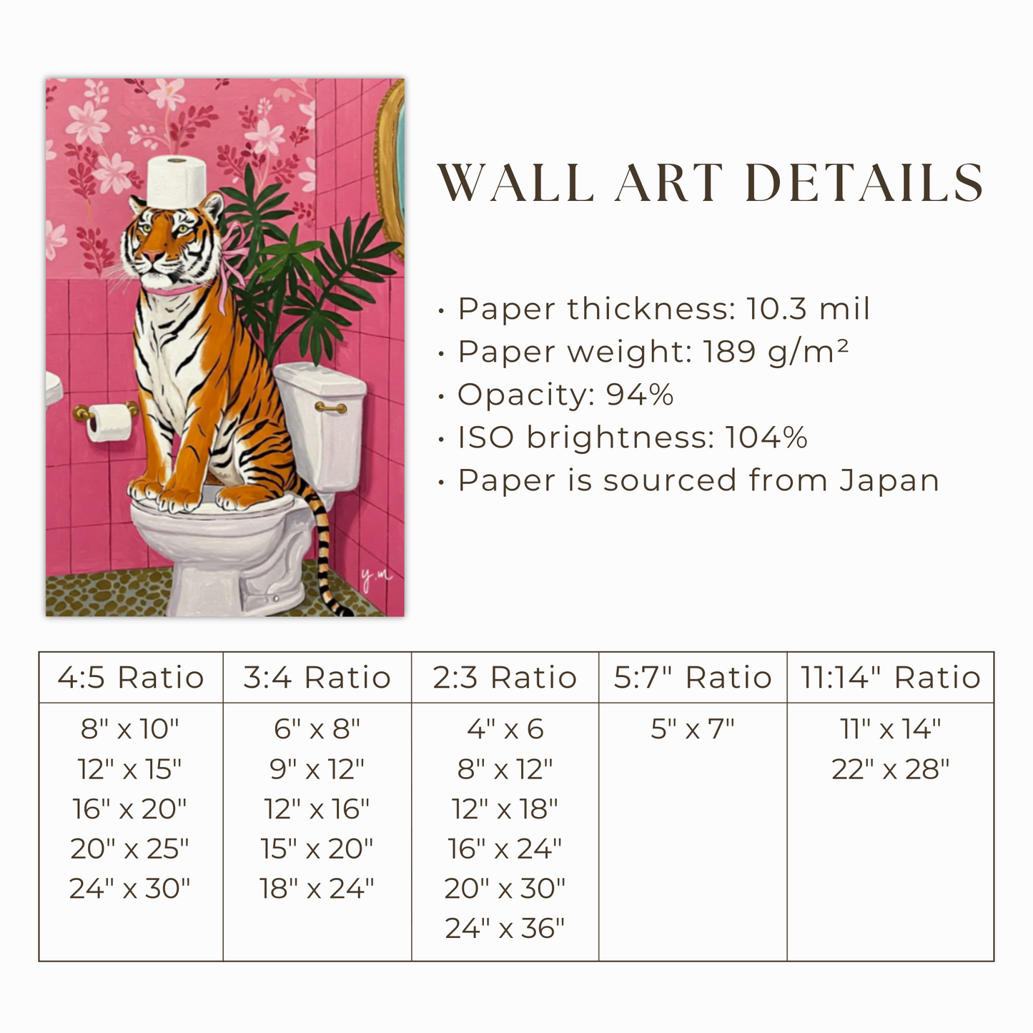 Bathroom Dopamin Color Tiger on Toilet Restroom Maximalist Fun Animal in Bath Tropical Bathroom Safari Print Eclectic Jungle Bathroom Art