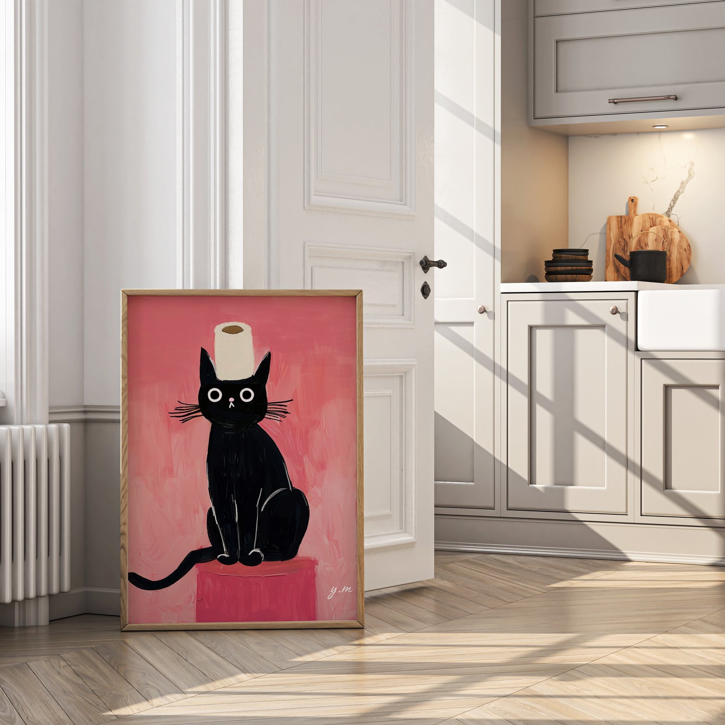 Put the Seat Down Black Cat Your Butt Napkins New House Decor Gift For Cat Lovers Funny Cute Funny Black Cat Toilet Decor Peeking Cat Poster