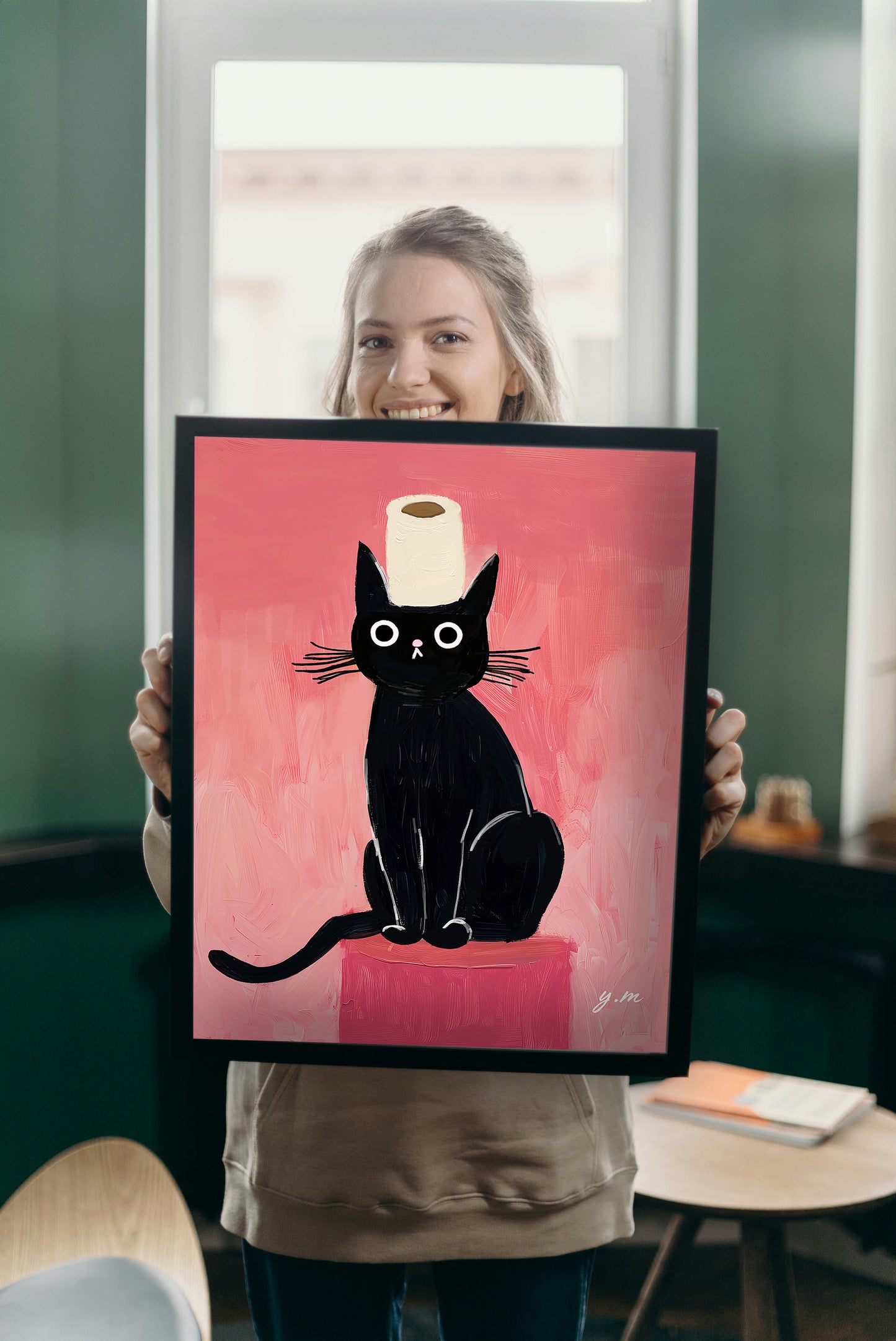 Put the Seat Down Black Cat Your Butt Napkins New House Decor Gift For Cat Lovers Funny Cute Funny Black Cat Toilet Decor Peeking Cat Poster
