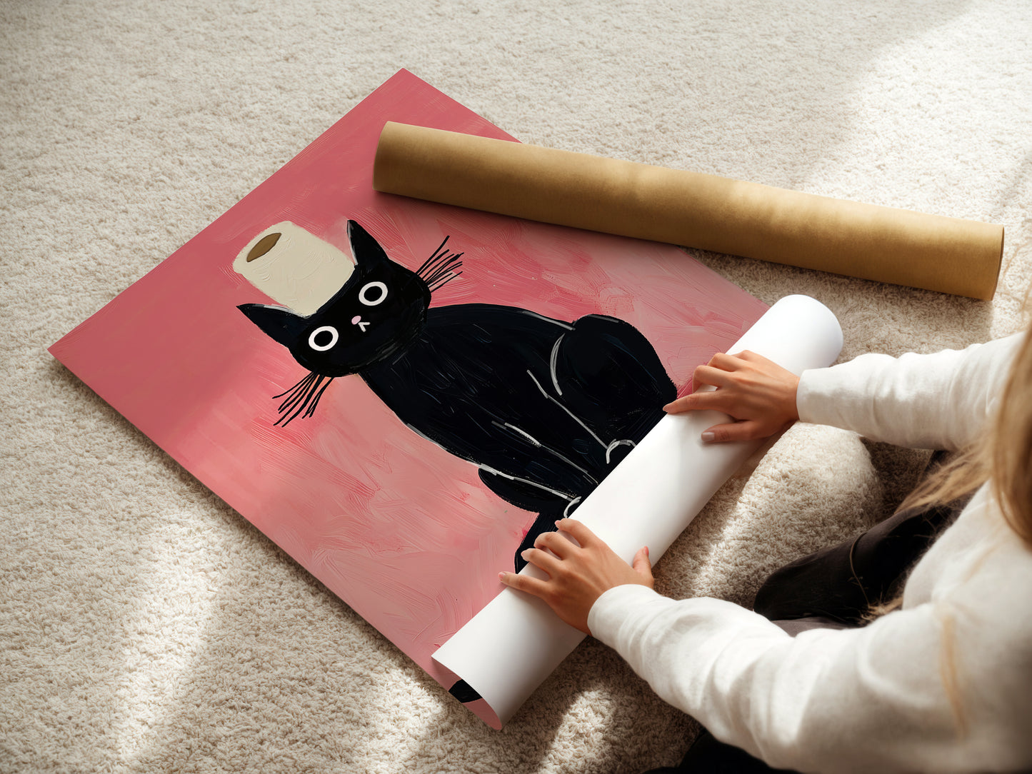 Put the Seat Down Black Cat Your Butt Napkins New House Decor Gift For Cat Lovers Funny Cute Funny Black Cat Toilet Decor Peeking Cat Poster